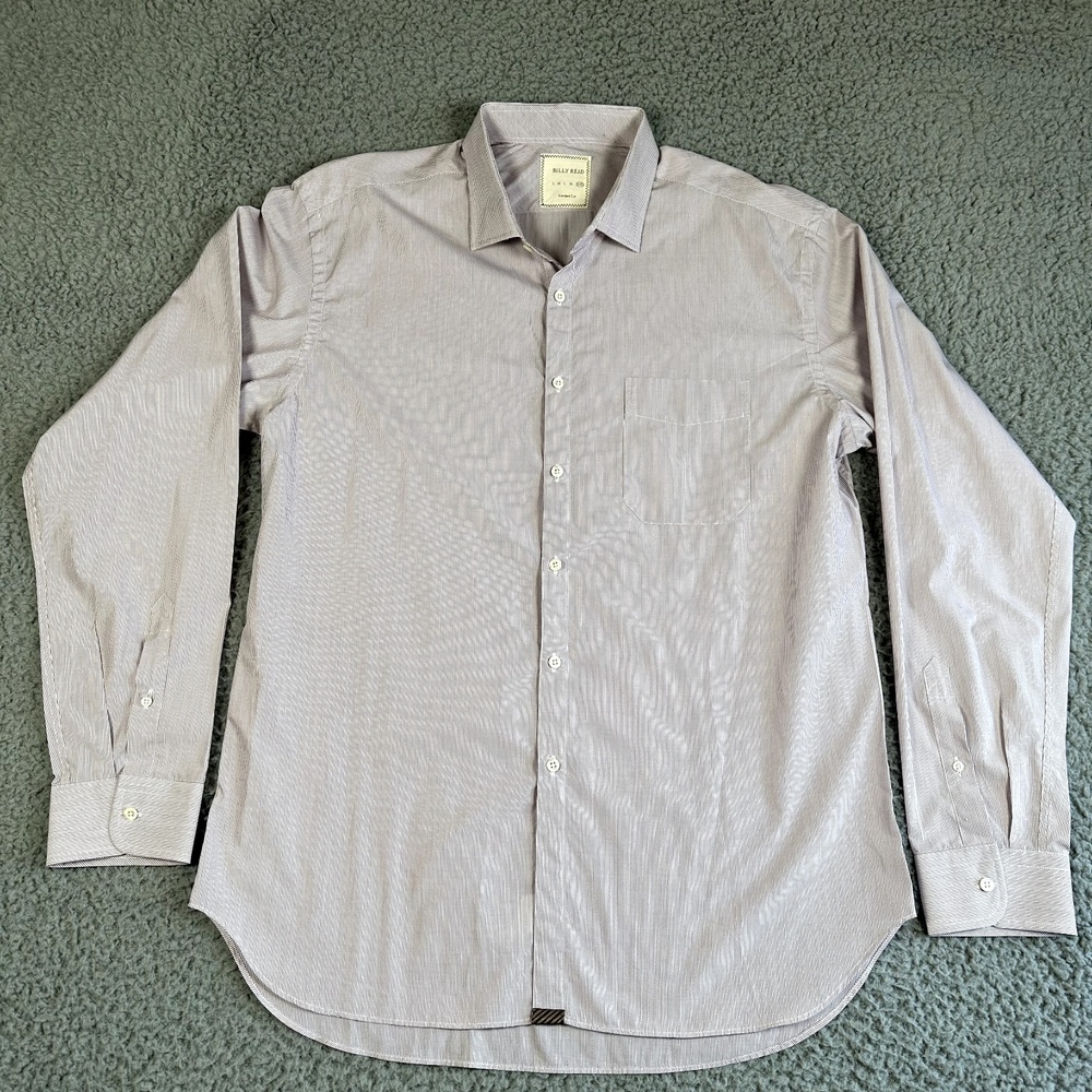 Billy Reid Shirt Men's‎ XXL Gray White Button Up Standard Cut Made In Italy